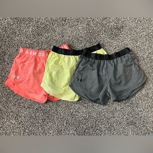 Under Armour shorts bundle. Size small. Coral, yellow, grey.